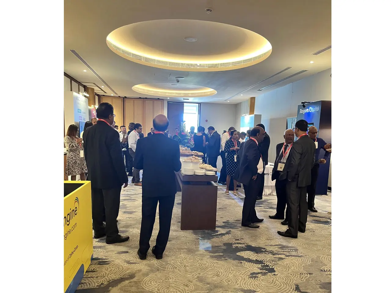 People networking at a conference event.