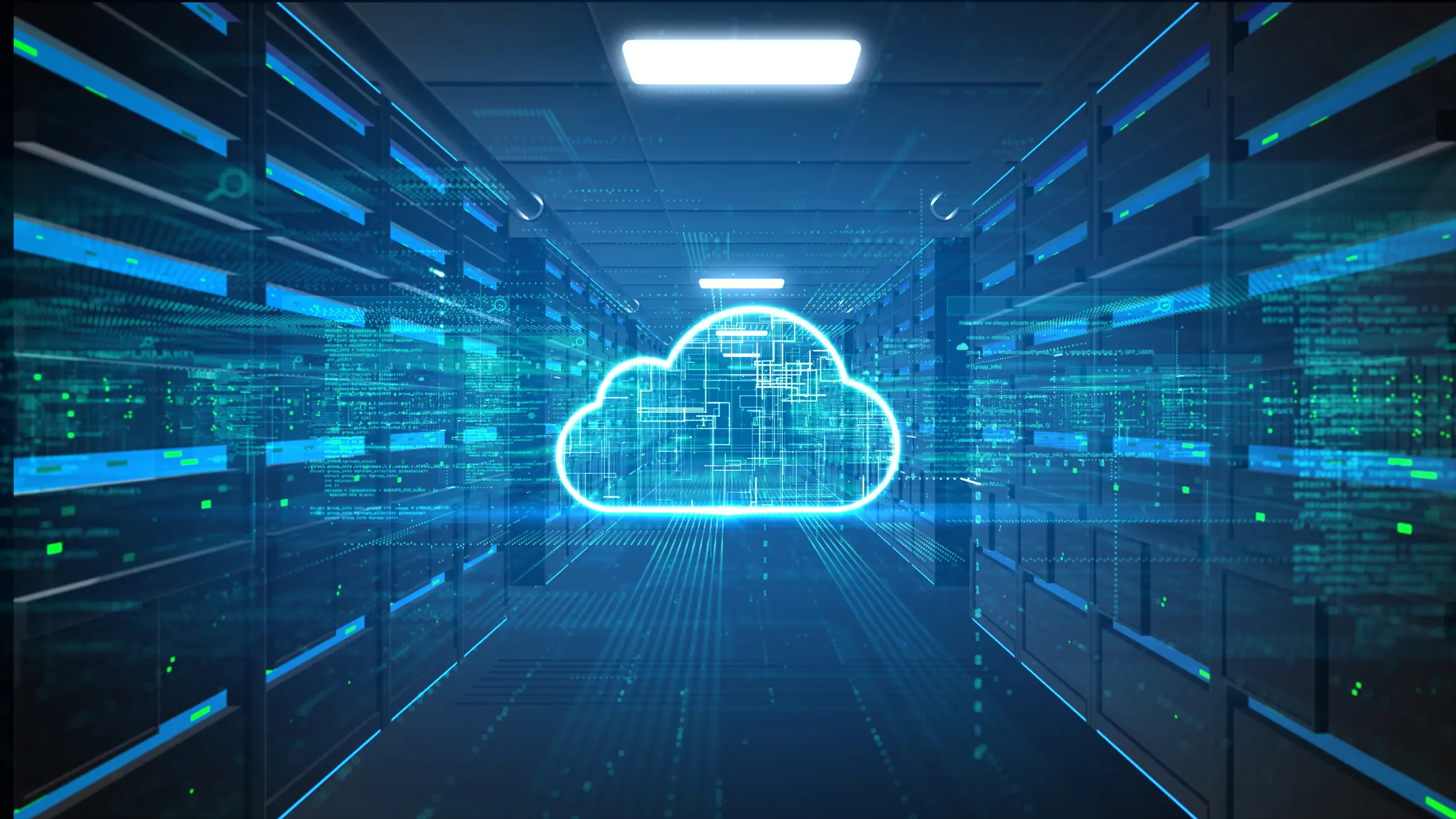 Cloud computing in data center corridor