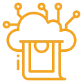 Orange cloud with circuit lines
