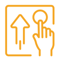 Hand interacting with elevator button symbol