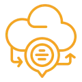 Cloud with speech bubble and arrows