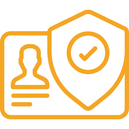 ID card with security shield icon