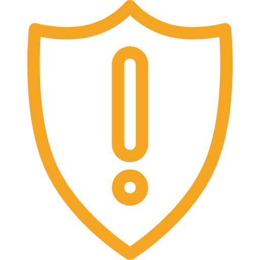 Warning shield icon with exclamation mark
