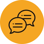 Chat symbol in yellow circle