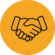 Handshake icon on orange circle