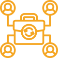 Connected people and briefcase illustration