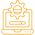 Laptop and cogwheel symbol