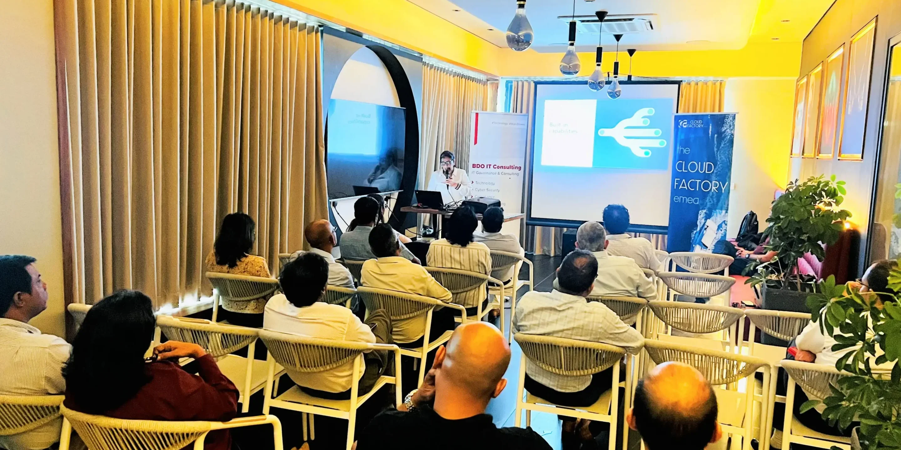 Business presentation on cloud factory and IT consulting